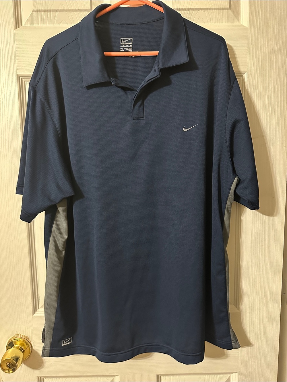 Nike Men's Navy and Gray Dri-FIT Polo